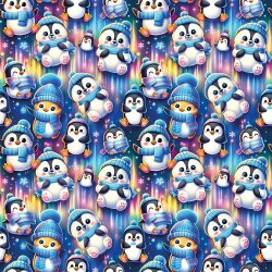 0,5 Meter - Softshell Digital süße Pinguine -...