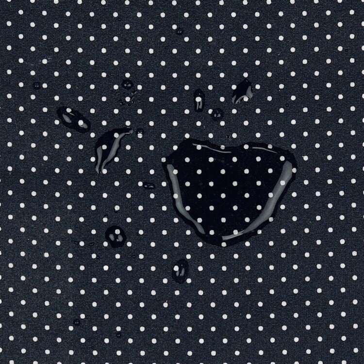 1 Meter - Beschichtete Baumwolle kleine Punkte - dunkelblau
