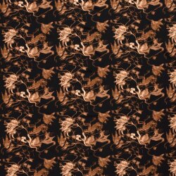 1 Meter - Polyesterjersey Antike Blumen -  rostrot