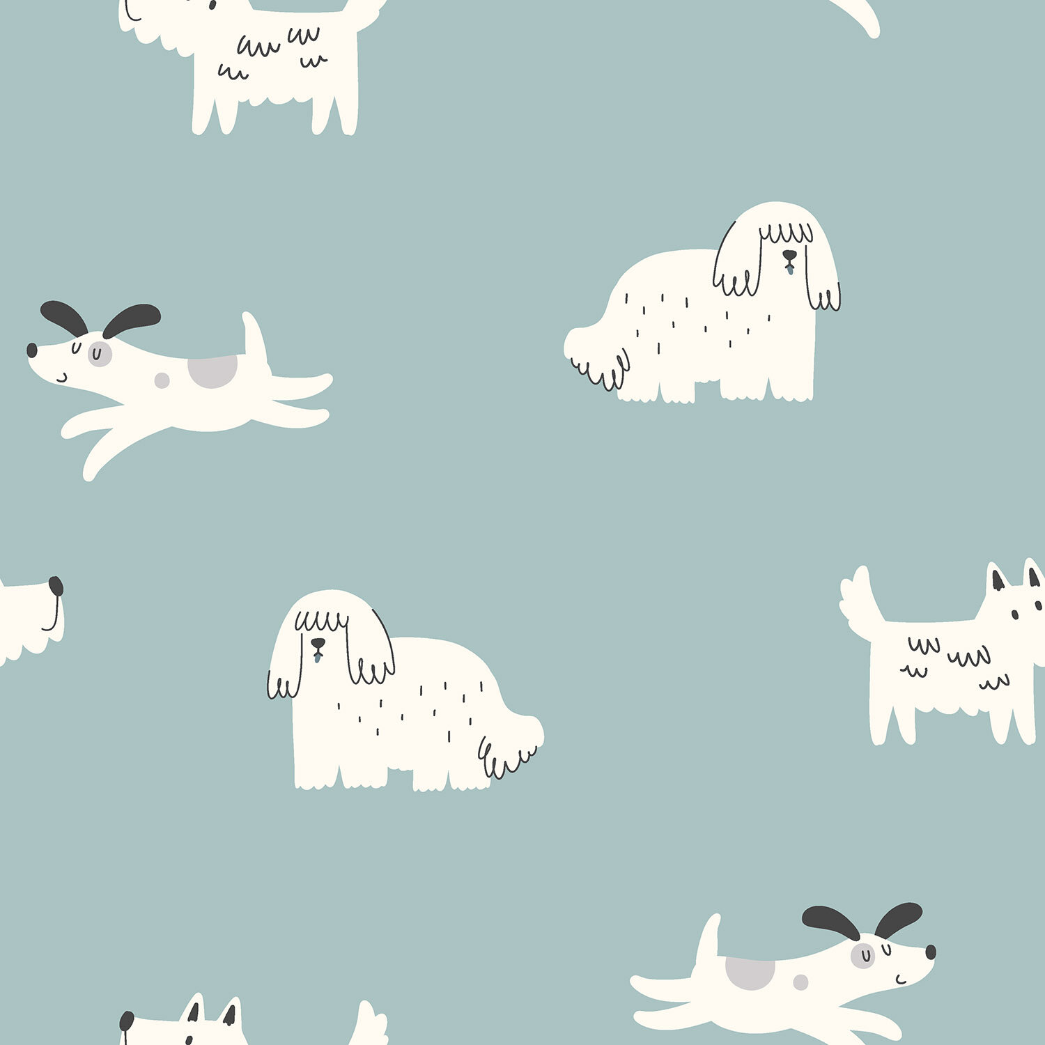 0,9 Meter - French Terry süße Hunde - helljeans