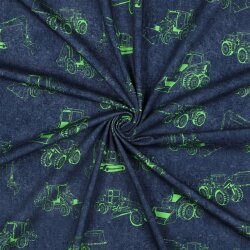 0,6 Meter - Baumwolljersey Digital Neon Baumaschinen -...