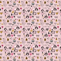 0,9 Meter - Baumwollstoff Arlequeen - rosa