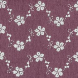 0,5 Meter - Musselin Bestickt Blumenranken - altlila