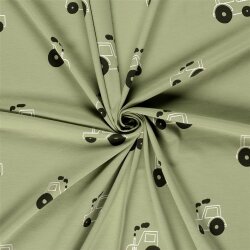 0,8 Meter - Baumwolljersey kleiner Trecker - olivgrün