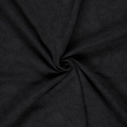 0,5 Meter - Musselin Leinen Mix Blätter Uni- schwarz