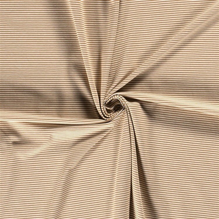 0,5 Meter - Baumwolljersey Mini Streifen 3mm *Bibi* - hell muskat