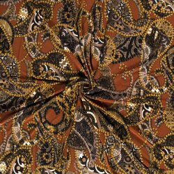 0,9 Meter - Polyesterjersey abstrakte Streifen -  rostrot