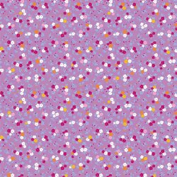 0,9 Meter - Baumwollpopeline kleiner Blumenstrauss - flieder