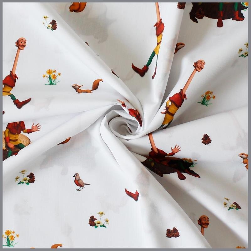 0,6 Meter - Baumwollstoff Efteling Langnek- creme