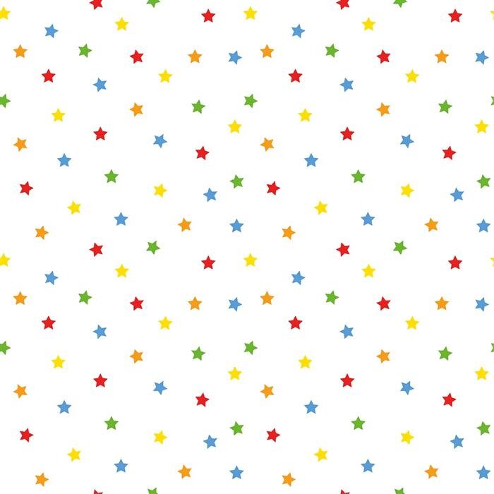 0,7 Meter - Baumwollpopeline bunte Sterne - weiss
