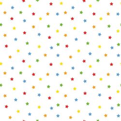 0,7 Meter - Baumwollpopeline bunte Sterne - weiss