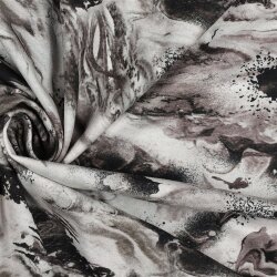 0,9 Meter - Baumwolljersey Digital Marmoriert - anthrazit