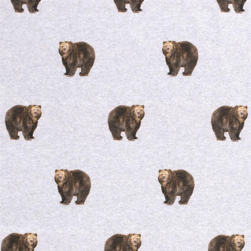 0,35 Meter - Wintersweat Digital Braunbär - hellgrau meliert