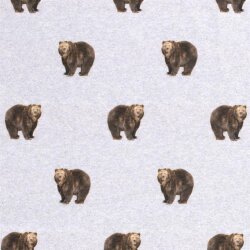 0,35 Meter - Wintersweat Digital Braunbär - hellgrau...