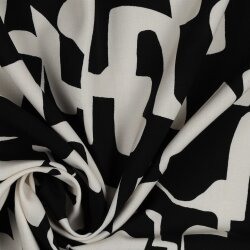 0,8 Meter - Viskose Popeline eckige Formen - schwarz