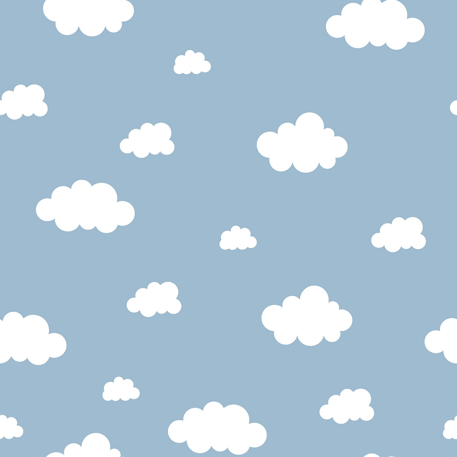 0,6 Meter - Baumwollflanell Wolken - hellblau