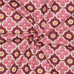 0,8 Meter - Canvas Digital Blümchen in Reihen - weinrot