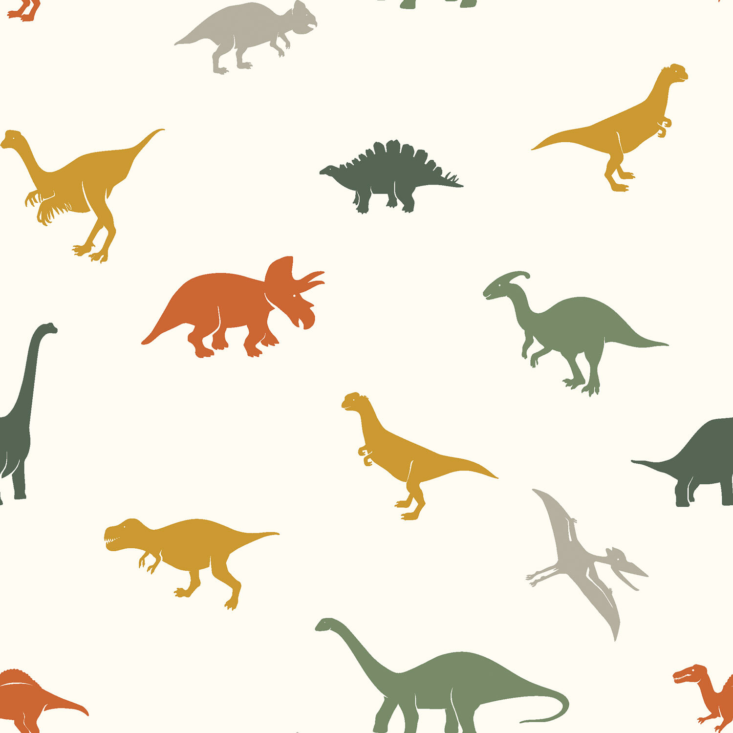 0,8 Meter - Baumwollpopeline bunte Dinosaurier - creme