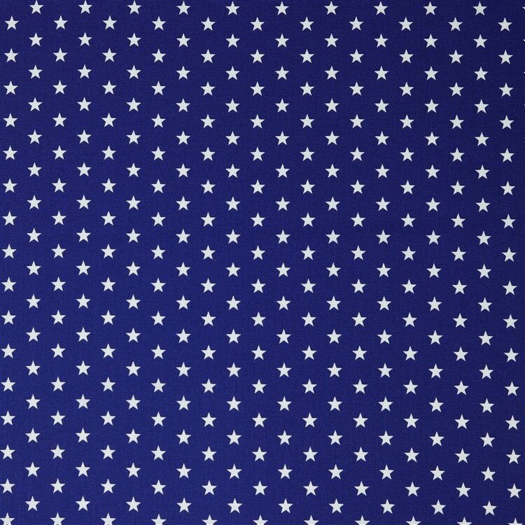 0,9 Meter - Baumwollpopeline 10mm Sterne - kobaltblau