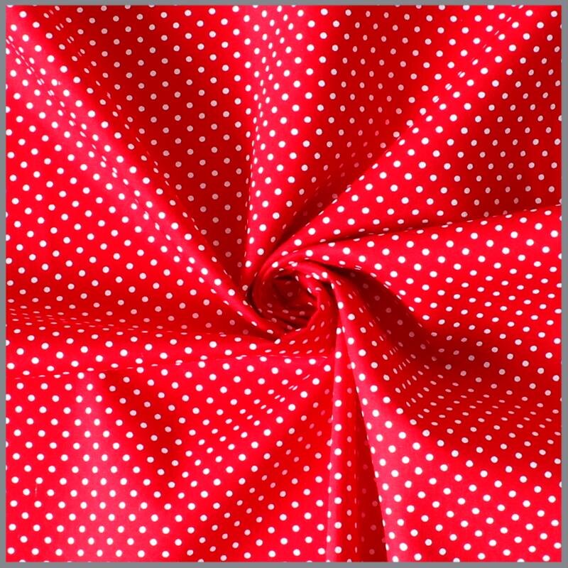 0,7 Meter - Baumwollpopeline Punkte 2mm - rot