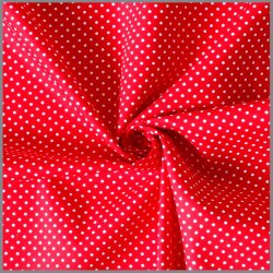 0,7 Meter - Baumwollpopeline Punkte 2mm - rot