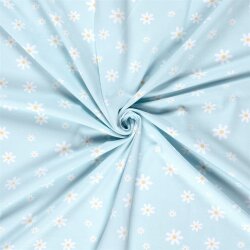 0,4 Meter - Baumwolljersey Margeritenblüten - hellblau