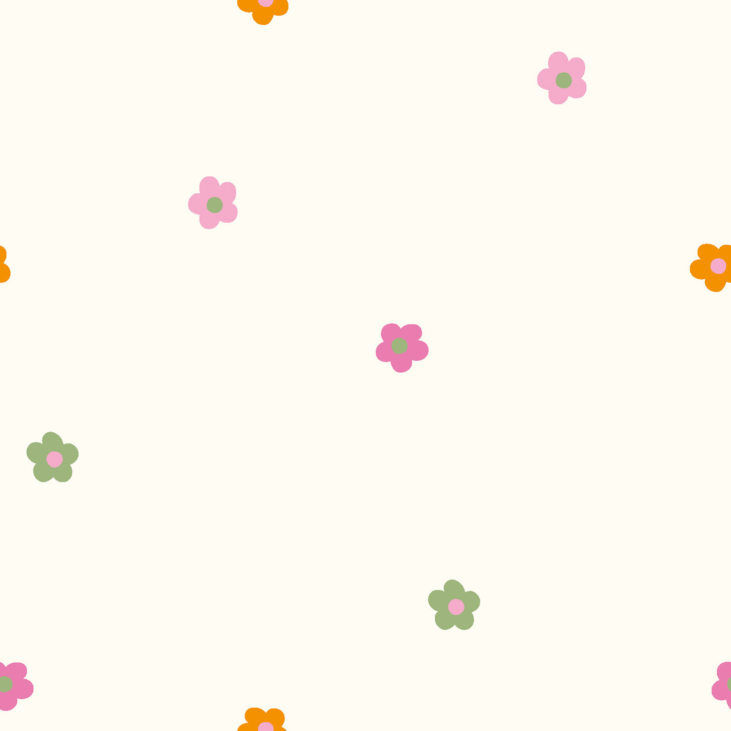 0,5 Meter - Baumwollpopeline bunte Blüten - creme