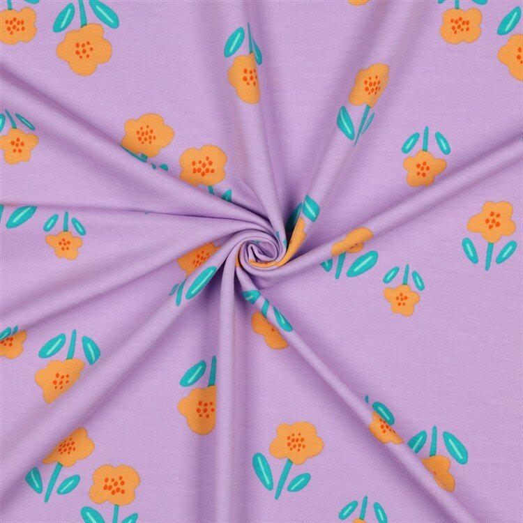 0,8 Meter - French Terry Blumen - lavendel