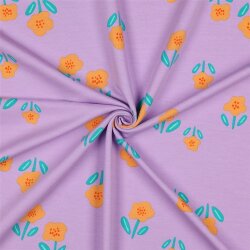0,8 Meter - French Terry Blumen - lavendel