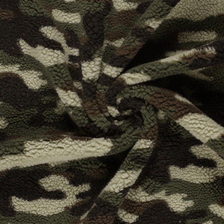 0,5 Meter - Teddystoff Camouflage - oliv