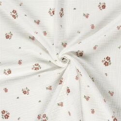 0,9 Meter - Musselin kleine Blümchen - creme