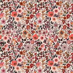 0,6 Meter - Baumwolljersey Digital Blumen - creme