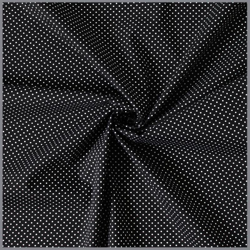 0,7 Meter - Baumwollpopeline Punkte 2mm - schwarz
