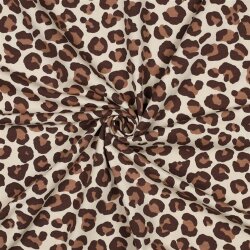 0,4 Meter - Ganzjahressweat Leotupfen  - cremebeige/braun