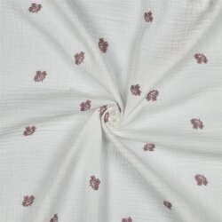 Musselin Bestickt Mini Blumenstrauß - weiß