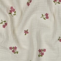 Musselin Bestickt Blumen - natur