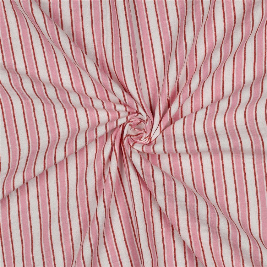 Musselin Streifen - pink/creme