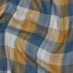Musselin Beidseitig Kariert - blau