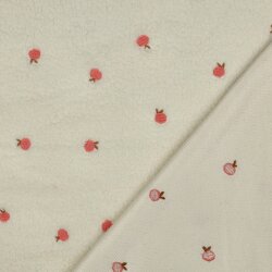 Teddystoff Bestickt Pfirsiche - creme