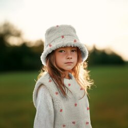 Teddystoff Bestickt Pfirsiche - creme