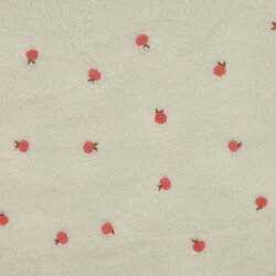 Teddystoff Bestickt Pfirsiche - creme