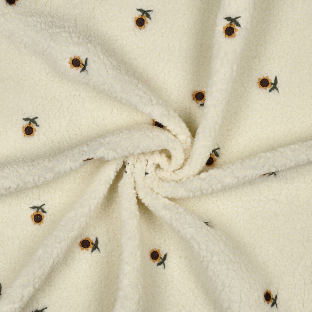 Teddystoff Bestickt Sonnenblume - creme