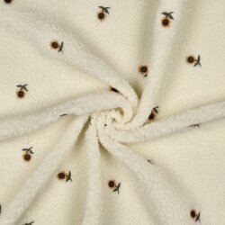 Teddystoff Bestickt Sonnenblume - creme