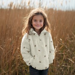 Teddystoff Bestickt Sonnenblume - creme