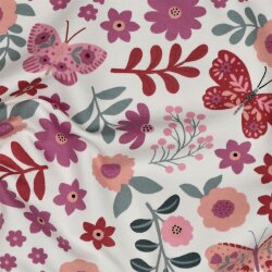 French Terry Blumen - altweiss