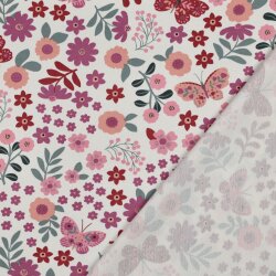 French Terry Blumen - altweiss