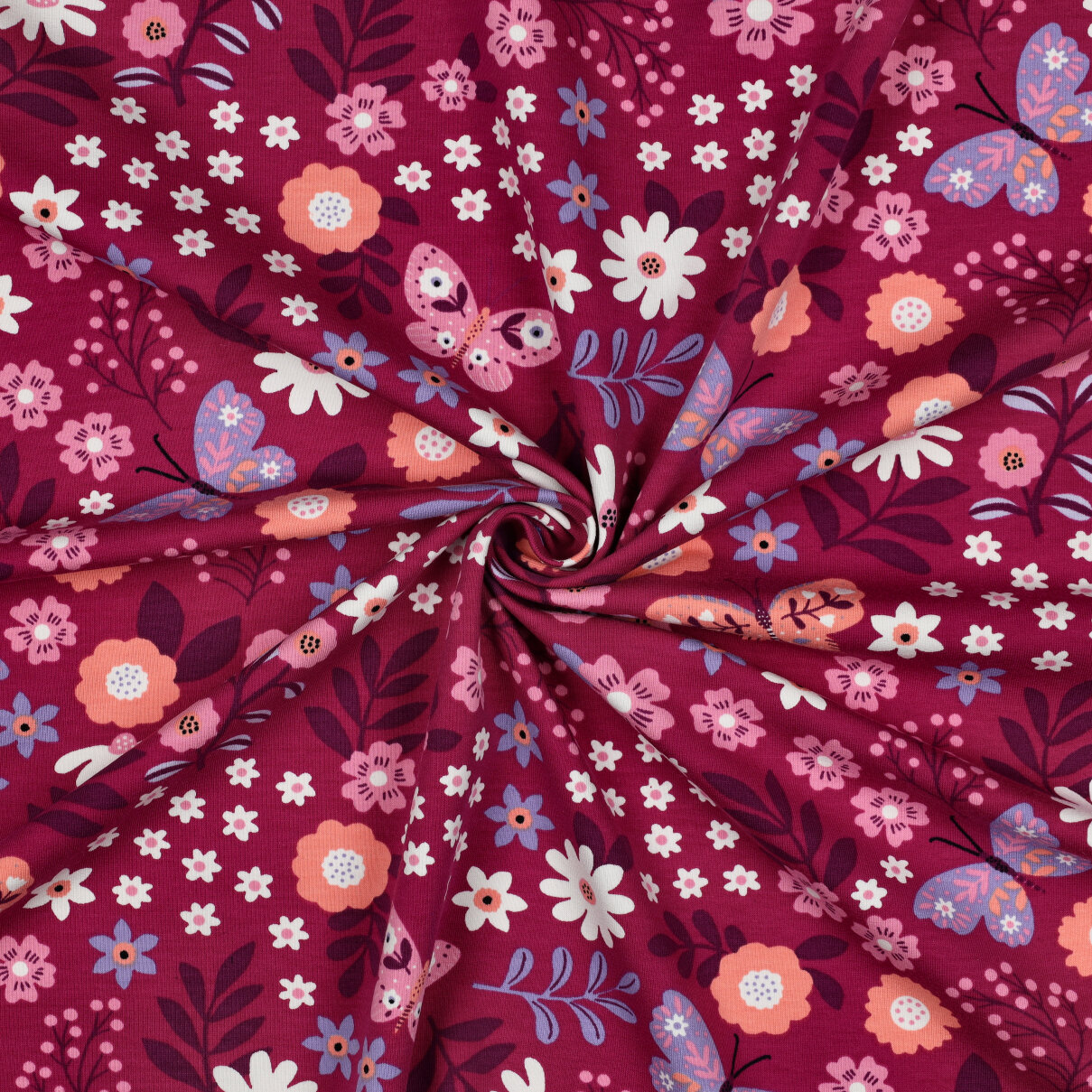 French Terry Blumen - fuchsia