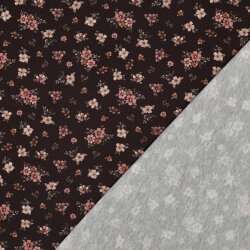 Baumwolljersey Digital Blumen - braun