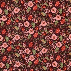 Baumwolljersey Digital Blumen - weinrot