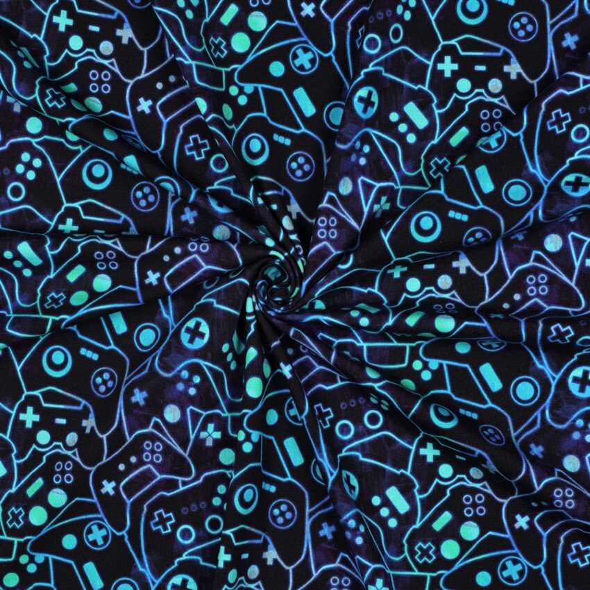 Baumwolljersey Digital Controller - dunkelblau